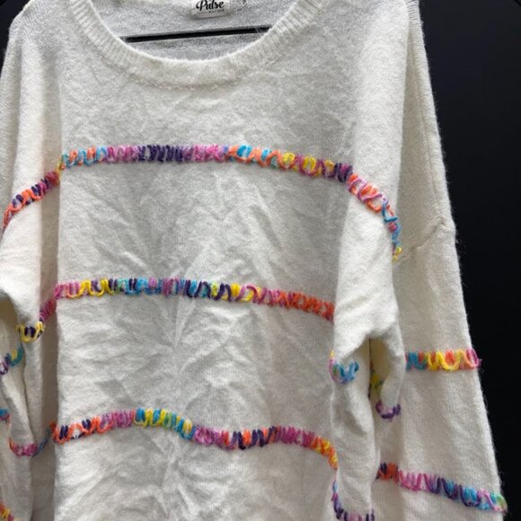 Pulse Boutique Cream Multicolored Knit Sweater - Picture 2 of 5